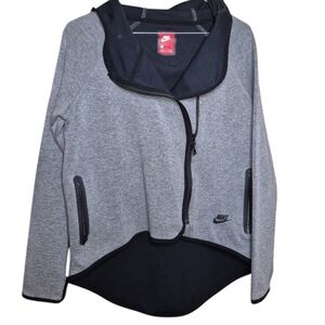 Nike Gray and Black Zip-Up  Hi Low Hoodie womens size small